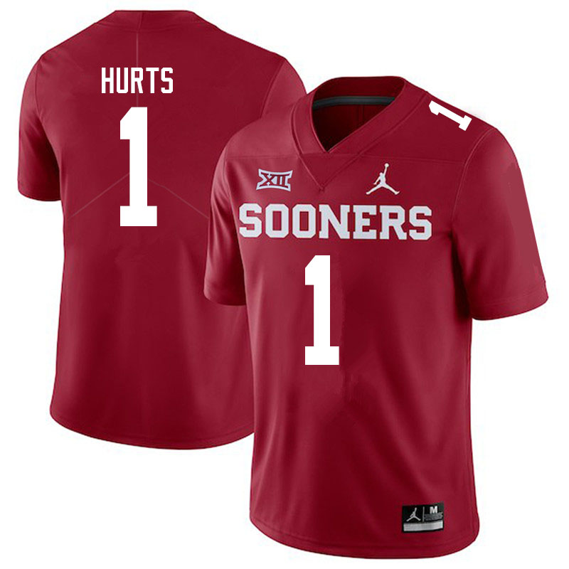 Men #1 Jalen Hurts Oklahoma Sooners Jordan Brand College Football Jerseys Sale-Crimson